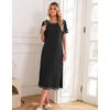 image:imageEkouaer 3 Pack Long Nightgowns for Women Split Hem SleepshirtBlackGreyLeopard