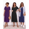 image:imageEkouaer 3 Pack Long Nightgowns for Women Split Hem SleepshirtBlackGreyPurple