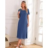 image:imageEkouaer 3 Pack Long Nightgowns for Women Split Hem SleepshirtBlackWine RedNavy Blue