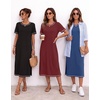 image:imageEkouaer 3 Pack Long Nightgowns for Women Split Hem SleepshirtBlackWine RedNavy Blue