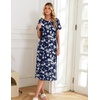 image:imageEkouaer 3 Pack Long Nightgowns for Women Split Hem SleepshirtBlue VineLight Blue FloralWhite Floral