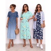 image:imageEkouaer 3 Pack Long Nightgowns for Women Split Hem SleepshirtBlue VineLight Blue FloralWhite Floral