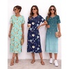 image:imageEkouaer 3 Pack Long Nightgowns for Women Split Hem SleepshirtNavy Blue FloralCyan VineLight Green Floral
