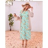 image:imageEkouaer 3 Pack Long Nightgowns for Women Split Hem SleepshirtNavy Blue FloralCyan VineLight Green Floral