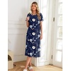 image:imageEkouaer 3 Pack Long Nightgowns for Women Split Hem SleepshirtNavy Blue FloralCyan VineLight Green Floral