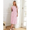 image:imageEkouaer 3 Pack Long Nightgowns for Women Split Hem SleepshirtPink FloralPurpleBlue Pigeon
