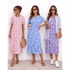 image:imageEkouaer 3 Pack Long Nightgowns for Women Split Hem SleepshirtPink FloralPurpleBlue Pigeon