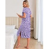 image:imageEkouaer 3 Pack Long Nightgowns for Women Split Hem SleepshirtPink FloralPurpleBlue Pigeon
