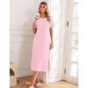 image:imageEkouaer 3 Pack Long Nightgowns for Women Split Hem SleepshirtPinkWine RedBlue Green