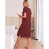 image:imageEkouaer 3 Pack Long Nightgowns for Women Split Hem SleepshirtPinkWine RedBlue Green