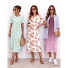 image:imageEkouaer 3 Pack Long Nightgowns for Women Split Hem SleepshirtRed FloralPurple VineLight Green Daisy