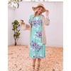 image:imageEkouaer 3 Pack Long Nightgowns for Women Split Hem SleepshirtWhite FloralBlue FloralDark Blue Floral