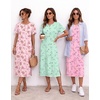 image:imageEkouaer 3 Pack Long Nightgowns for Women Split Hem SleepshirtWhite FloralLight Green ButterflyPink Butterfly