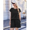 image:imageEkouaer Cotton Pajamas for Women Set 2 Piece Cap Sleeve Lounge SetsBlack