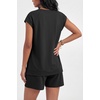image:imageEkouaer Cotton Pajamas for Women Set 2 Piece Cap Sleeve Lounge SetsBlack