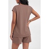 image:imageEkouaer Cotton Pajamas for Women Set 2 Piece Cap Sleeve Lounge SetsBrown