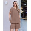 image:imageEkouaer Cotton Pajamas for Women Set 2 Piece Cap Sleeve Lounge SetsBrown