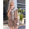 image:imageEkouaer Cotton Pajamas for Women Set 2 Piece Cap Sleeve Lounge SetsBrown