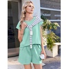image:imageEkouaer Cotton Pajamas for Women Set 2 Piece Cap Sleeve Lounge SetsIce Green