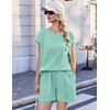 image:imageEkouaer Cotton Pajamas for Women Set 2 Piece Cap Sleeve Lounge SetsIce Green
