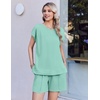 image:imageEkouaer Cotton Pajamas for Women Set 2 Piece Cap Sleeve Lounge SetsIce Green