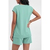 image:imageEkouaer Cotton Pajamas for Women Set 2 Piece Cap Sleeve Lounge SetsIce Green