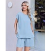 image:imageEkouaer Cotton Pajamas for Women Set 2 Piece Cap Sleeve Lounge SetsLight Blue