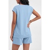 image:imageEkouaer Cotton Pajamas for Women Set 2 Piece Cap Sleeve Lounge SetsLight Blue