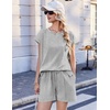 image:imageEkouaer Cotton Pajamas for Women Set 2 Piece Cap Sleeve Lounge SetsLight Heather Grey