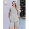 image:imageEkouaer Cotton Pajamas for Women Set 2 Piece Cap Sleeve Lounge SetsLight Heather Grey