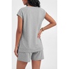 image:imageEkouaer Cotton Pajamas for Women Set 2 Piece Cap Sleeve Lounge SetsLight Heather Grey