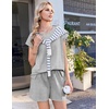 image:imageEkouaer Cotton Pajamas for Women Set 2 Piece Cap Sleeve Lounge SetsLight Heather Grey