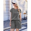 image:imageEkouaer Cotton Pajamas for Women Set 2 Piece Cap Sleeve Lounge SetsMedium Heather Grey