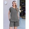 image:imageEkouaer Cotton Pajamas for Women Set 2 Piece Cap Sleeve Lounge SetsMedium Heather Grey