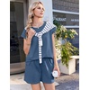 image:imageEkouaer Cotton Pajamas for Women Set 2 Piece Cap Sleeve Lounge SetsNavy Blue