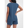image:imageEkouaer Cotton Pajamas for Women Set 2 Piece Cap Sleeve Lounge SetsNavy Blue