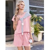 image:imageEkouaer Cotton Pajamas for Women Set 2 Piece Cap Sleeve Lounge SetsPink