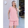 image:imageEkouaer Cotton Pajamas for Women Set 2 Piece Cap Sleeve Lounge SetsPink