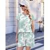 image:imageEkouaer Cotton Pajamas for Women Set 2 Piece Cap Sleeve Lounge SetsTiedye Green