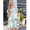 image:imageEkouaer Cotton Pajamas for Women Set 2 Piece Cap Sleeve Lounge SetsTiedye Green