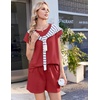 image:imageEkouaer Cotton Pajamas for Women Set 2 Piece Cap Sleeve Lounge SetsWine Red