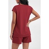 image:imageEkouaer Cotton Pajamas for Women Set 2 Piece Cap Sleeve Lounge SetsWine Red
