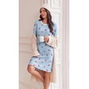 image:imageEkouaer Long Sleeve Nightgowns for Women Cute Fleece Ribbed Sleep DressBlue Cherry