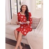 image:imageEkouaer Long Sleeve Nightgowns for Women Cute Fleece Ribbed Sleep DressChristmas Redwhite Snowflake
