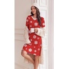 image:imageEkouaer Long Sleeve Nightgowns for Women Cute Fleece Ribbed Sleep DressChristmas Redwhite Snowflake
