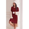 image:imageEkouaer Long Sleeve Nightgowns for Women Cute Fleece Ribbed Sleep DressWine Red