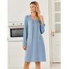 image:imageEkouaer Long Sleeve Nightgowns for Women Soft Knit House Dress SleepshirtsBlue