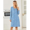 image:imageEkouaer Long Sleeve Nightgowns for Women Soft Knit House Dress SleepshirtsBlue Flower