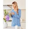image:imageEkouaer Long Sleeve Nightgowns for Women Soft Knit House Dress SleepshirtsBlue Flower
