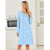 image:imageEkouaer Long Sleeve Nightgowns for Women Soft Knit House Dress SleepshirtsBlue Ocean
